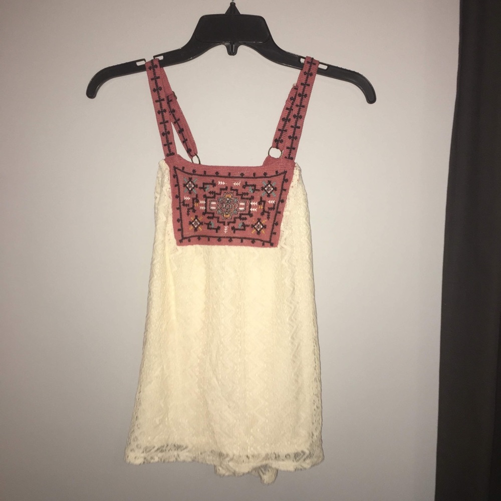 cream and orange pattern tank top